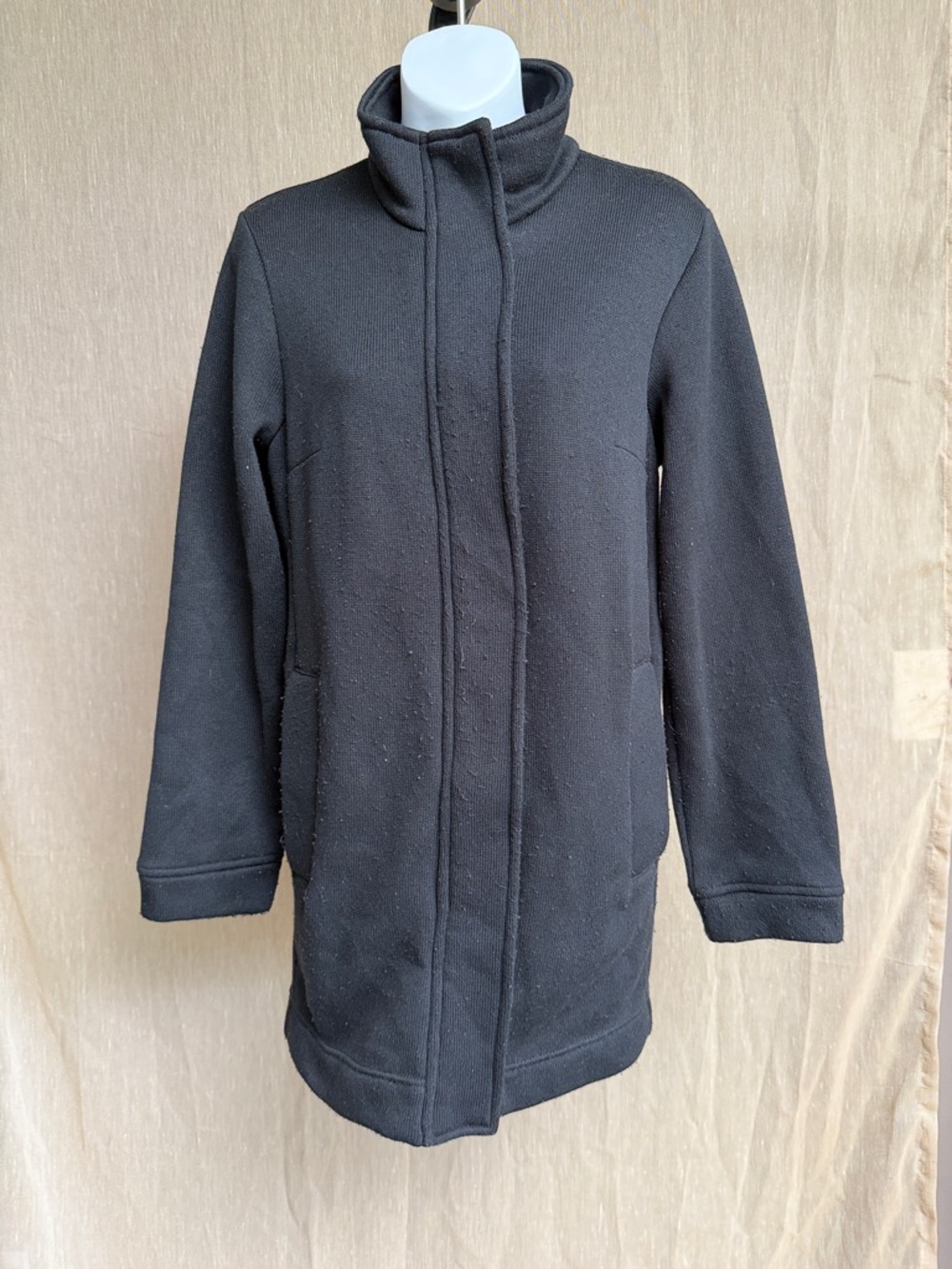 Lands' End Black Women's Fleece Pea Coat